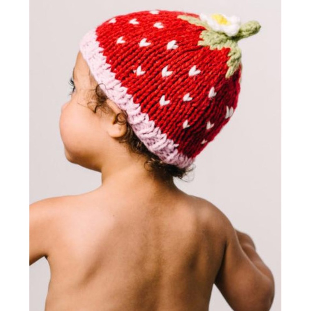 NWT The Blueberry Hill Cotton Strawberry Knit Beanie Hat 0-3m newborn - Picture 4 of 4